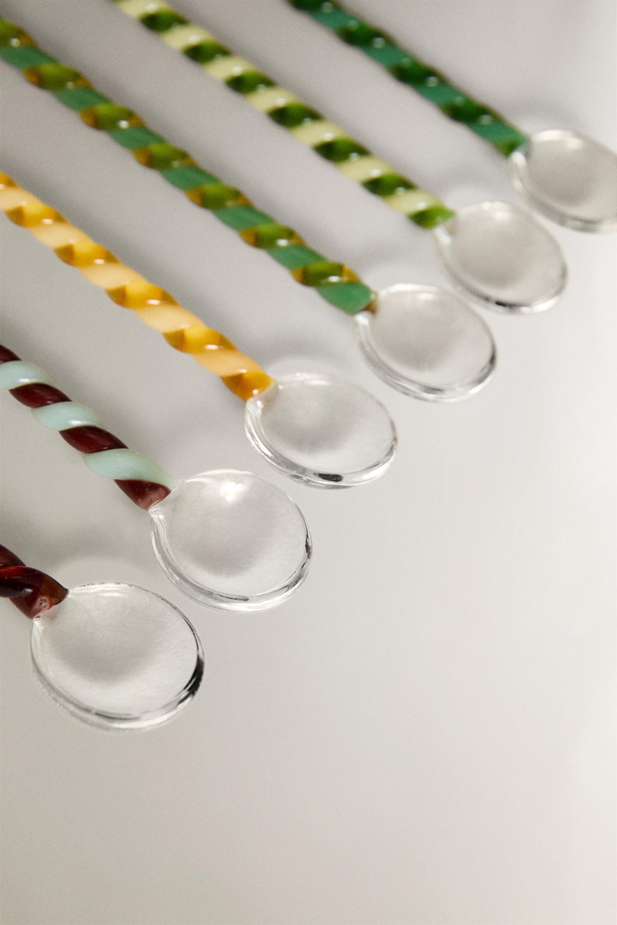 PACK OF MULTICOLOR GLASS SPOONS (PACK OF 6)